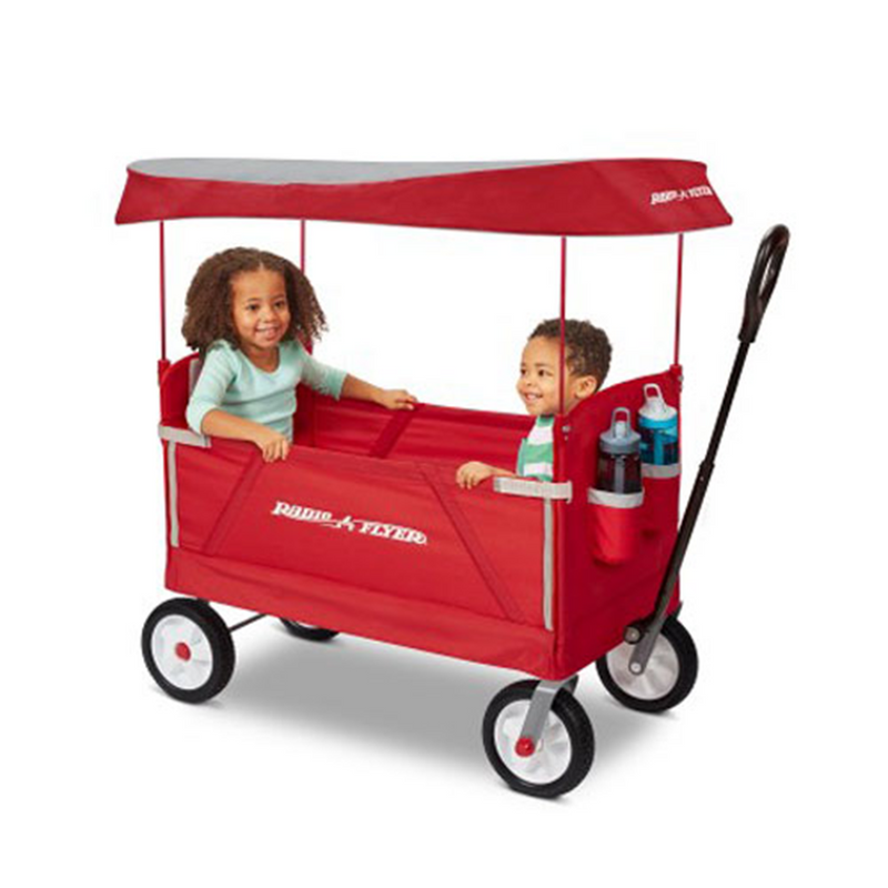 Radio Flyer 3-in-1 All Terrain Off-Road EZ Folding Kids Wagon with Canopy, Red