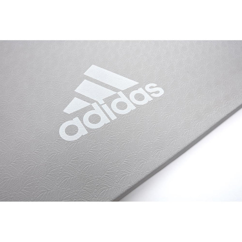 Adidas Universal Exercise Home Gym Non Slip Fitness Yoga Mat, 8mm Thick, Grey