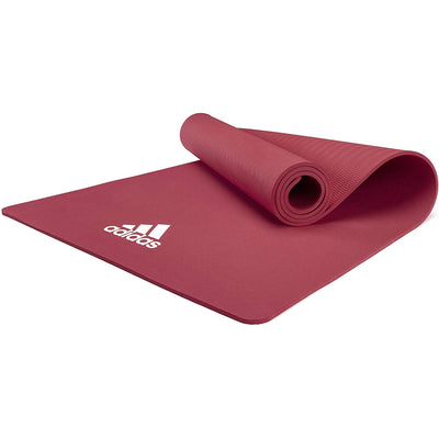 Adidas Universal Exercise Non Slip Fitness Pilates & Yoga Mat, 8mm, Mystery Ruby - VMInnovations