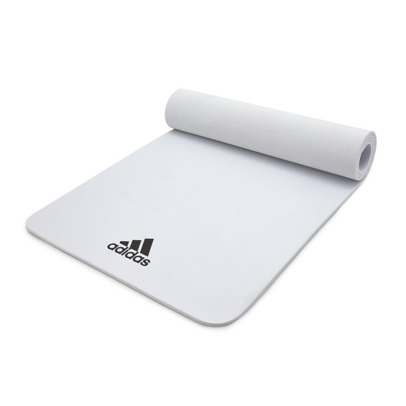 Adidas Universal Exercise Non Slip Fitness & Pilates Yoga Mat, 8mm Thick, White