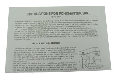 Pondmaster 190 GPH Mag Pump+Filter Fountain Head Kit Garden System (Refurbished)