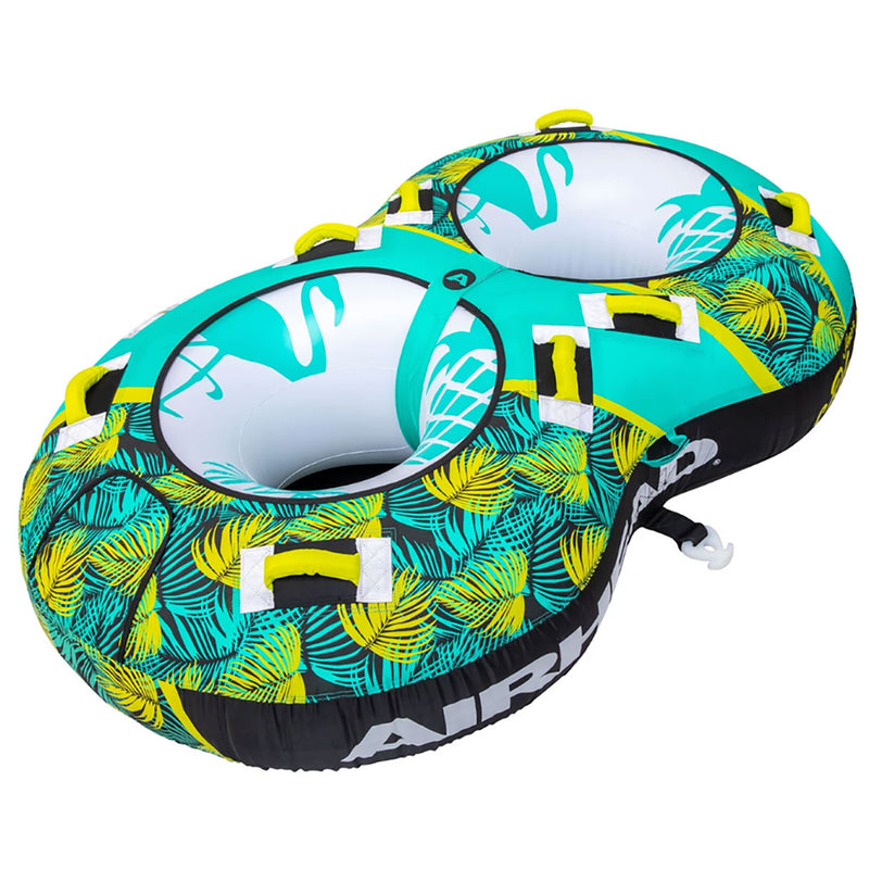 Airhead BLAST 2 Inflatable Open Top 2-Person Towable Water Tube, Tropical Green