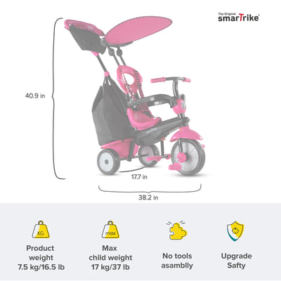 smarTrike Adjustable Vanilla Plus Baby and Toddler Tricycle Push Bike (Open Box)