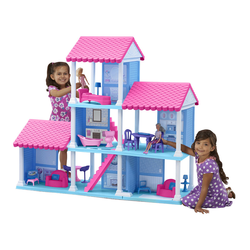 American Plastic Toys Fashion Doll Delightful Doll House w/ 25 Furniture Pieces