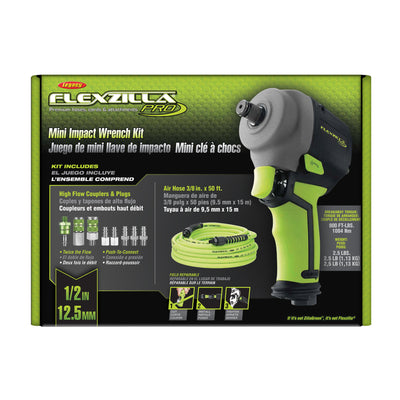 Flexzilla AT8505FZ Pro Mini Impact Wrench Kit with Couplers, Plugs, and Fittings