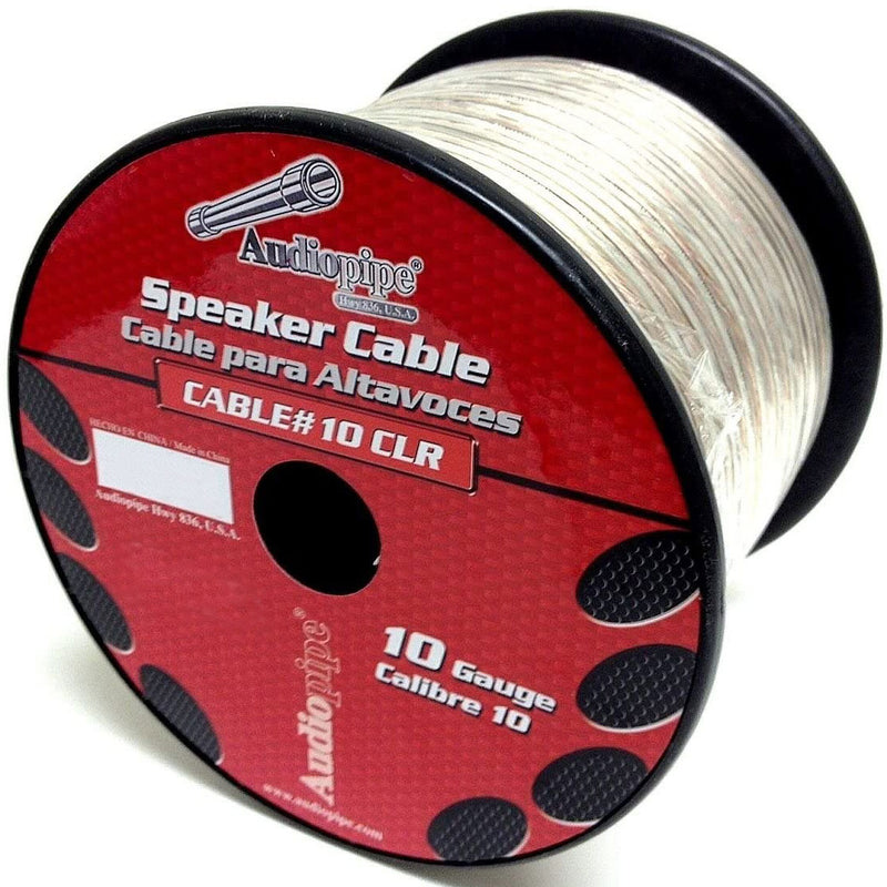 AudioPipe 10-25CLR 25 Foot 10 Gauge AWG Car Audio Speaker Wire, Clear (2 Pack)