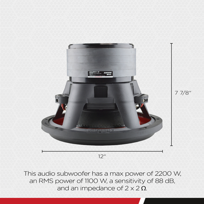 AudioPipe TXX-BDC4-12D2 12 Inch 2,200 Watt Dual 2 Ohm Subwoofer Car Audio System