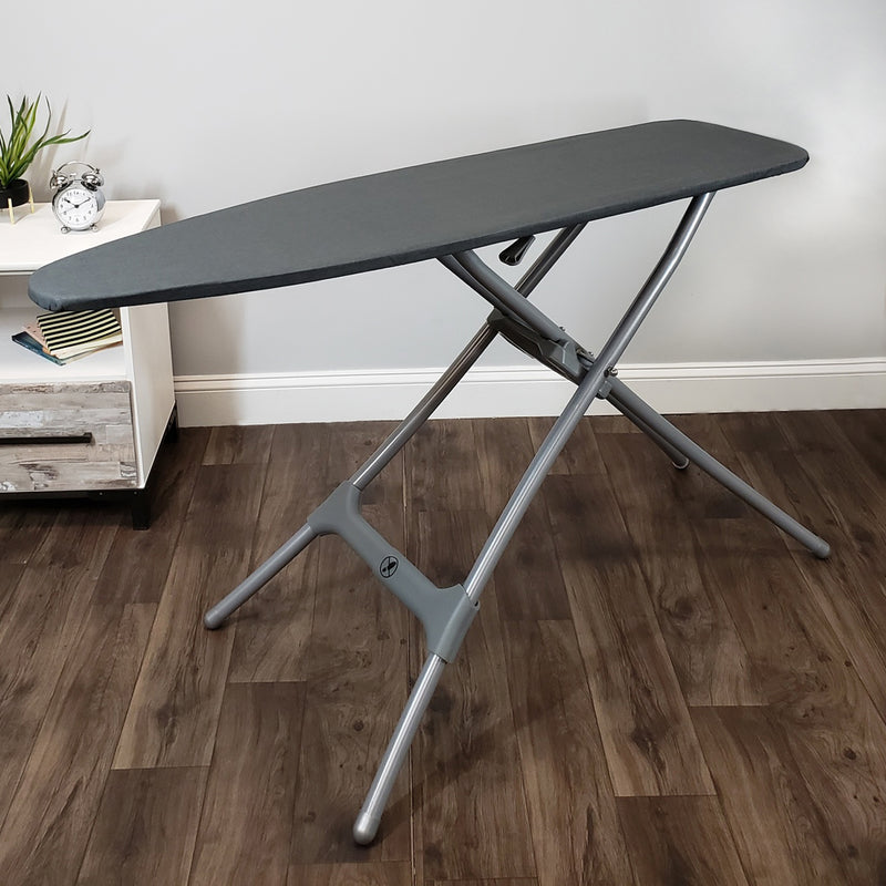 Homz Durabilt Steel Top Folding Ironing Board with Expandable Legs, Gray (Used)