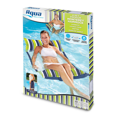 Aqua Monterey Premium Water Inflatable 4-in-1 Pool Hammock Floating Chair, Blue