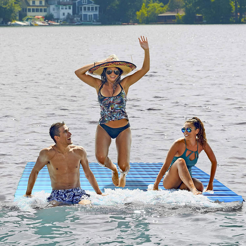 Aqua Leisure Supersized and Expandable Inflatable Island Floating Mat, Blue