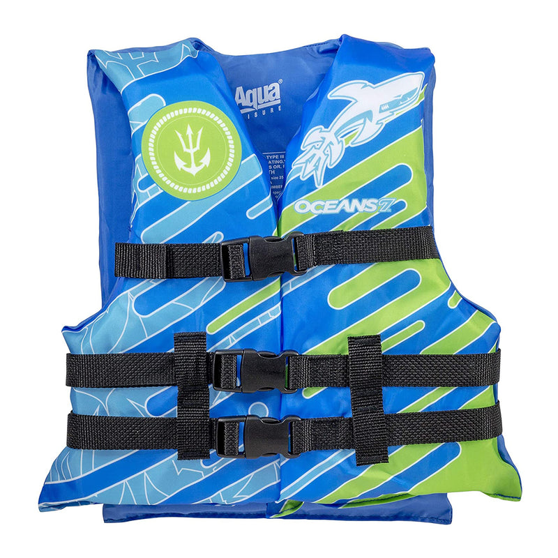 Oceans 7 US Coast Guard Approved Type III Kids PFD Life Jacket Vest, Blue/White