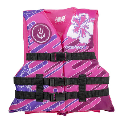 Oceans 7 US Coast Guard Approved Type III Kids PFD Life Jacket Vest, Pink/Berry