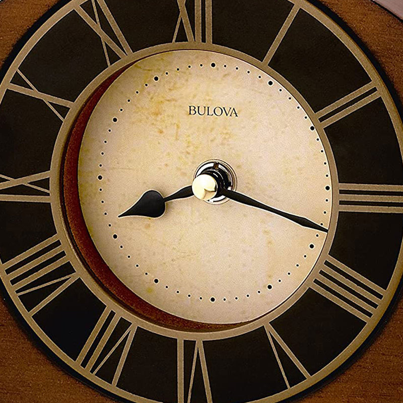 Bulova Clocks B7340 Hardwood Case Antique Walnut Roman Numeral Tremont Clock