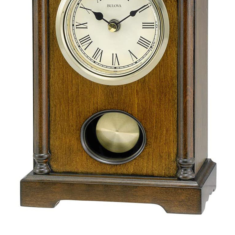 Bulova Clocks B7466 Dalton Chiming Pendulum Wooden Table Clock, Walnut Finish