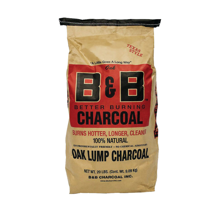 B&B Charcoal Signature Low Smoke Oak Lump Grilling Barbecue Charcoal, 20 Pounds