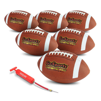 GoSports Combine Pro Football with Ball Pump and Bag, Regulation Size (6 Pack)