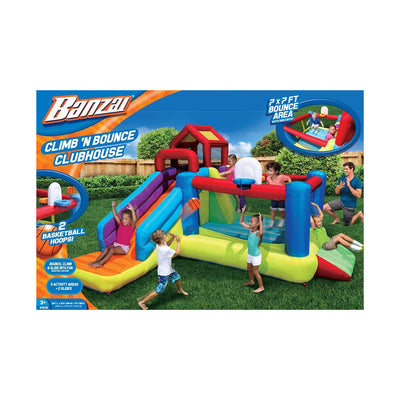 Banzai Climb N Bounce Inflatable Backyard Jumping Castle Bouncer House(Open Box)