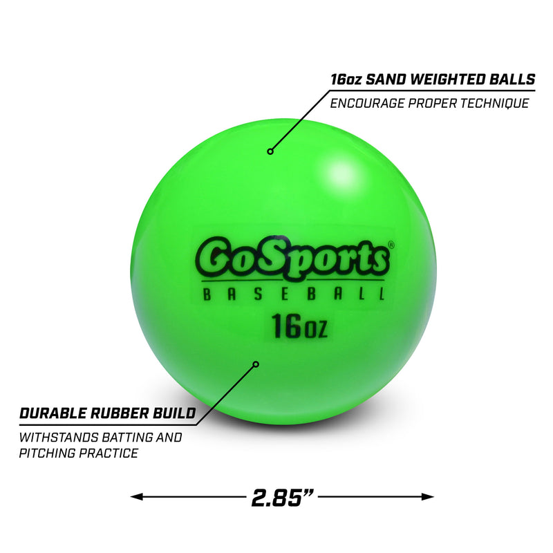 Go Sports 2.8" 16 Oz Weighted Hitting & Pitching Training Baseballs (6 Pack)