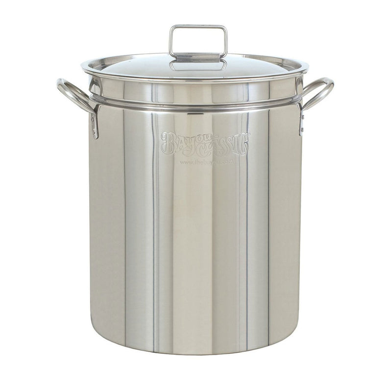 Bayou Classic 36 Quart Stainless Steel Boil Fry Steam Cook Soup Stockpot w/ Lid