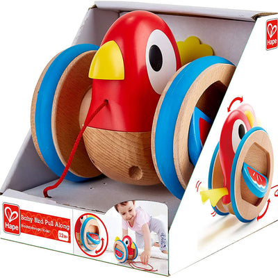 Hape Wooden Wobbling and Flapping Baby Bird Pull-Along Toddler Toy