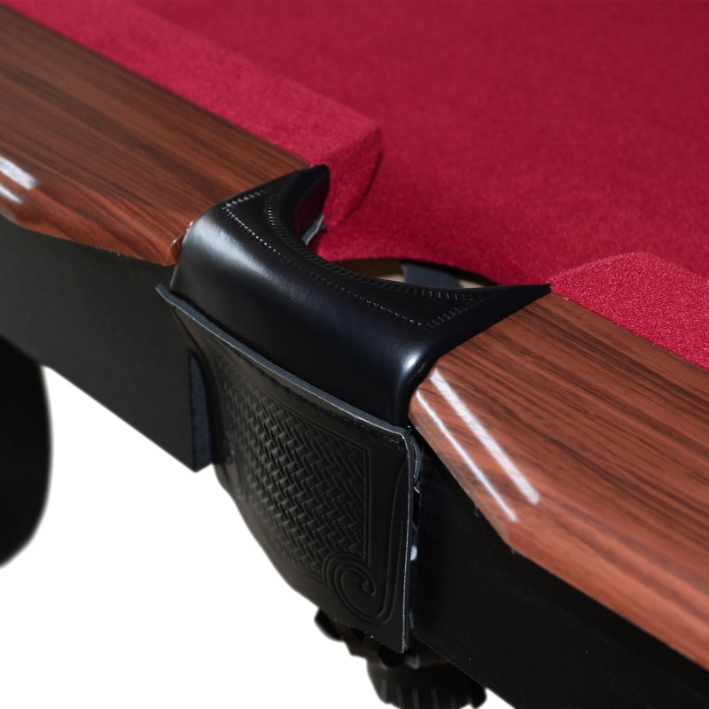 Lancaster Gaming Company 90 Inch Classic Design Pool Table w/ 2 Cues, Burgundy