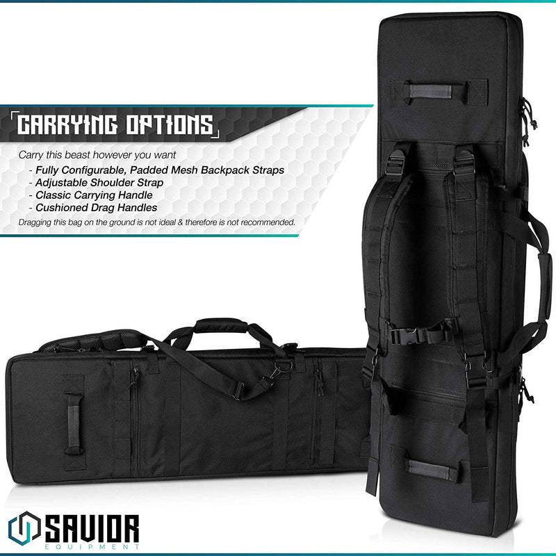 Savior Equipment Black Urban Warfare Double Rifle Gun Carrying Case, 36-Inch