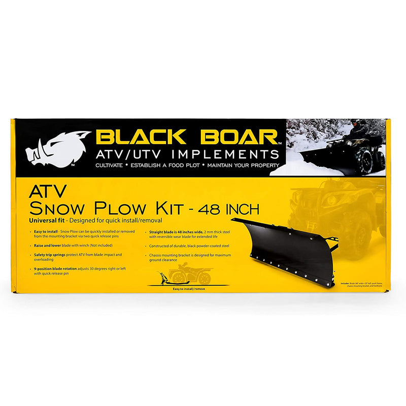 Black Boar 66016 Heavy Duty ATV/UTV Adjustable 48" Long Snow Plow Implement Kit