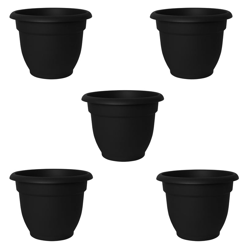 Bloem Ariana 16 Inch Black Indoor & Outdoor Self Watering Planter Pot (5 Pack)