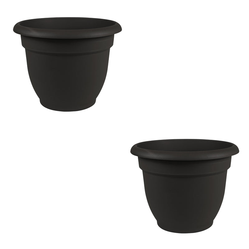 Bloem Ariana 10 Inch Black Indoor & Outdoor Self Watering Planter Pot (2 Pack)