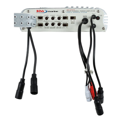 BOSS Audio MR1200PA Class A/B 1200 Watt 4 Channel Marine Amplifier and PA System