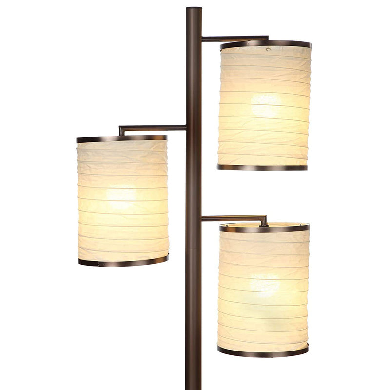 Brightech Liam Dimmable Asian Lantern Shade Tree LED Floor Lamp, Bronze (2 Pack)