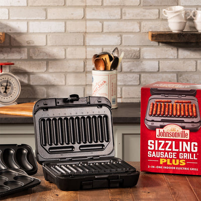 Johnsonville Sizzling Sausage 3-In-1 Grill Plus with Customized Cooking Plates