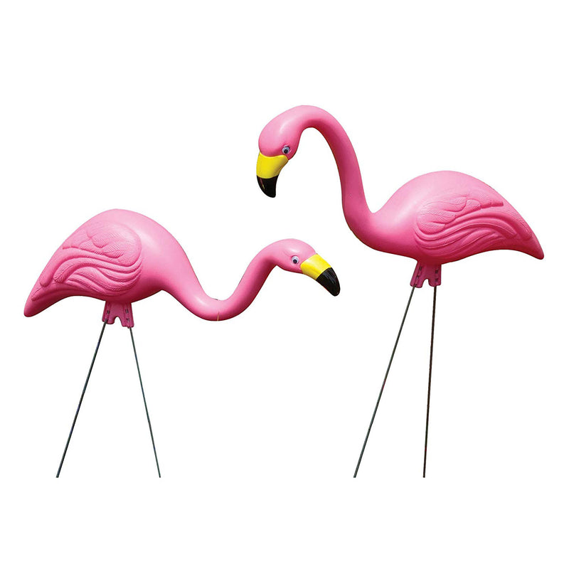 Bloem BULK G2-12 Pack of 12 Plastic Pink Flamingo Statue Lawn Ornaments, 2 Poses