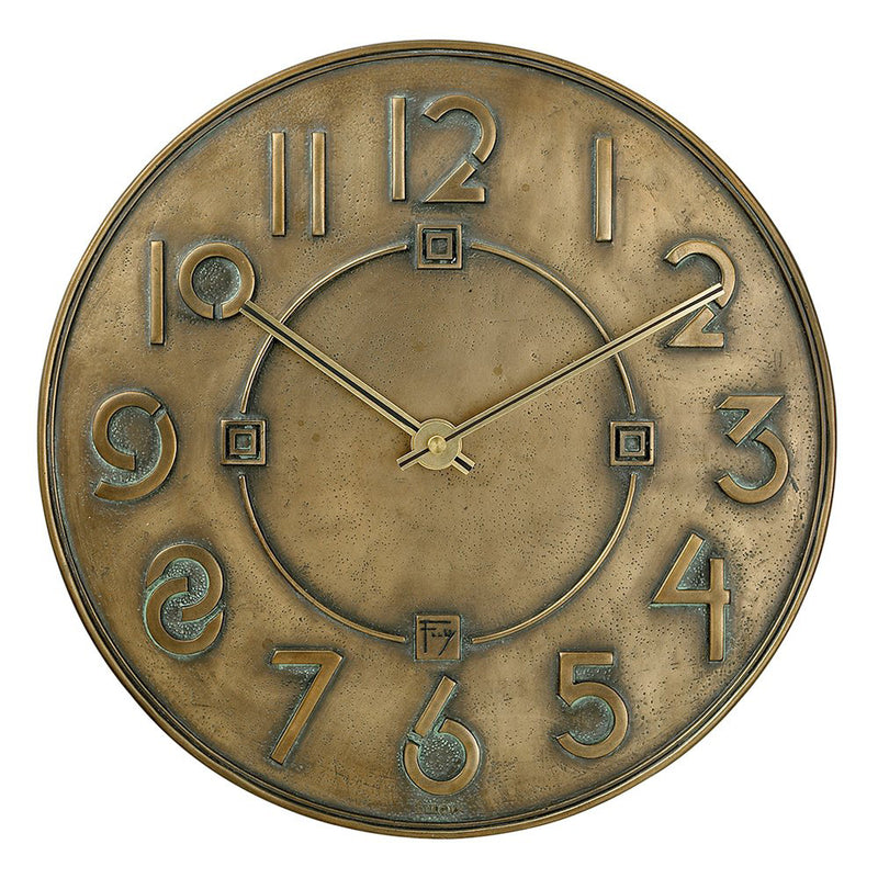 Bulova Clocks C3333 Frank Lloyd Wright Exhibition Antique Bronze 12" Wall Clock