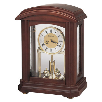 Bulova B1848 Nordale Tabletop Hardwood Mantel Desk Clock with Pendulum, Walnut