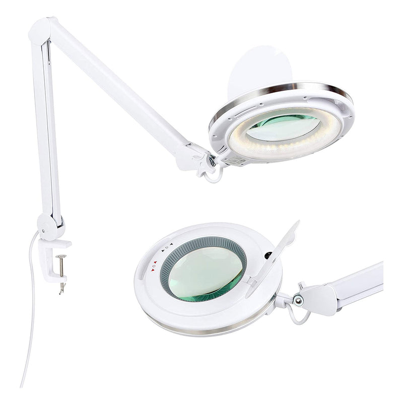 Brightech Lightview Pro LED Adjustable Clamp Magnifier Desk Lamp, White (2 Pack)