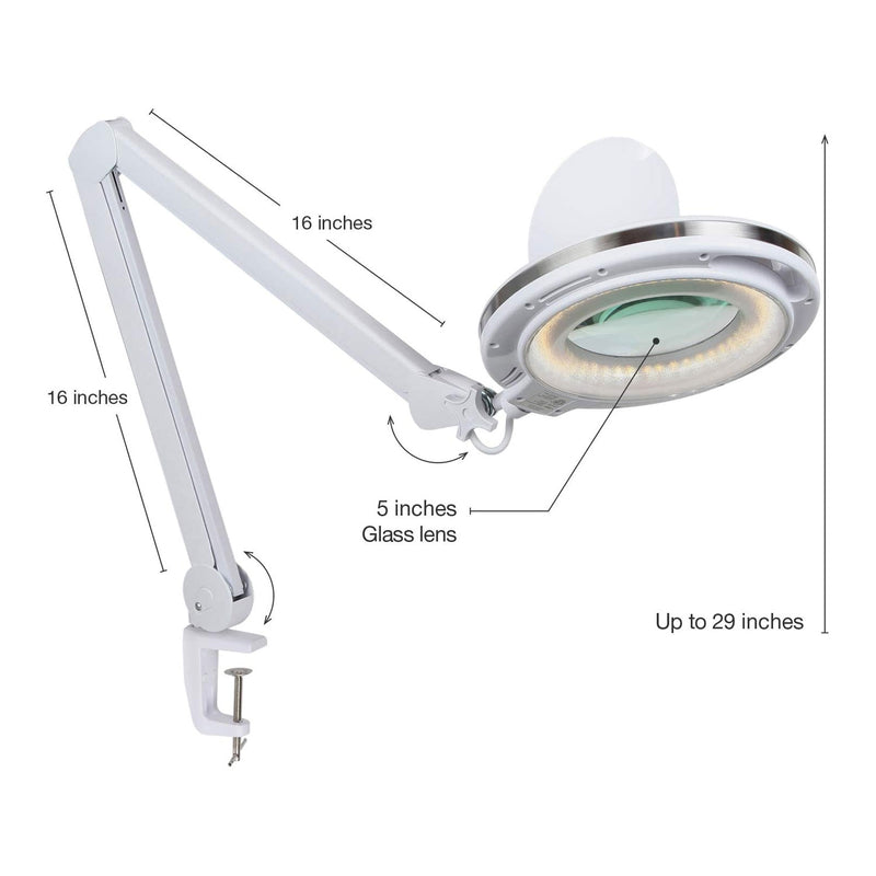 Brightech Lightview Pro LED Adjustable Clamp Magnifier Desk Lamp, White (2 Pack)