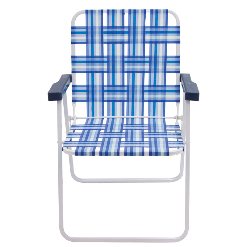 RIO Brands Outdoor Steel Frame Folding Woven Web Beach Lawn Patio Chair, Blue