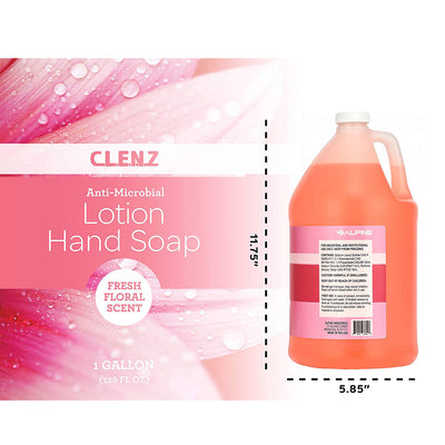 Clenz Lotion Gallon Antibacterial Liquid Hand Soap, Fresh Floral Scent (4 Pack)