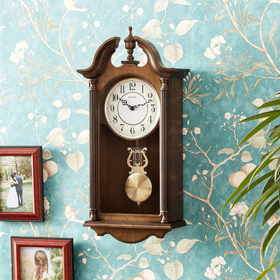 Bulova Clocks C1517 Saybrook Striking 3 Melody Option Chiming Wood Wall Clock