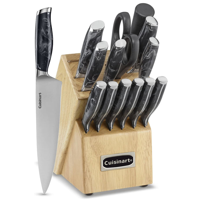 Cuisinart Classic 15 Piece Cutlery Knife Block Set, Black Marble (Used)