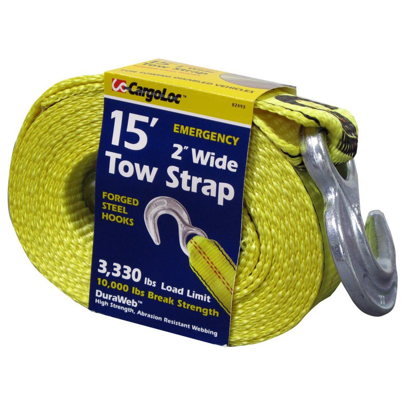 CargoLoc 82493 Emergency 15 Ft x 2 In 10,000 Lb Vehicle Recovery Tow Hook Strap