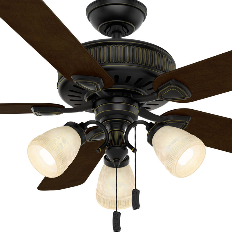 Casablanca Ainsworth 54 Inch Indoor Ceiling Fan w/ Light Kit & Pull Chain, Black