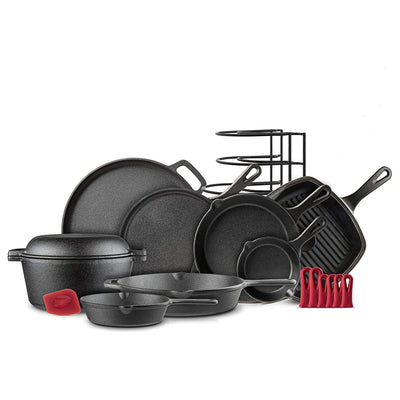 Cuisinel Chefs Essential 11 Piece Cast Iron Nonstick Pan Kitchen Cookware Set