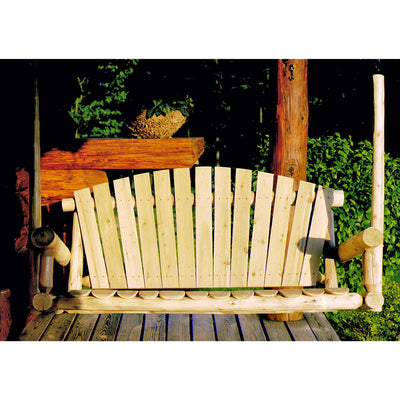 Lakeland Mills 5 Ft Rustic Cedar Wood Log Outdoor Porch Swing Furniture, Natural