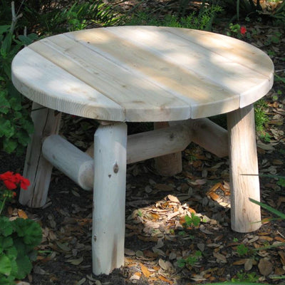 Lakeland Mills 25 Inch White Cedar Log Wood Round Patio Coffee Table, Natural