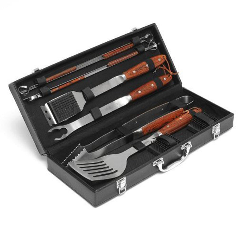 Cuisinart Premium 10 Piece Steel Grilling Tool Set with Pakka Wood Handles