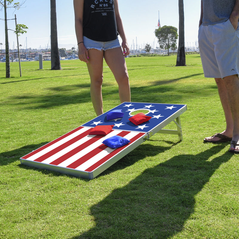GoSports Cornhole PRO Regulation Size Bean Bag Outdoor Lawn Game, American Flag