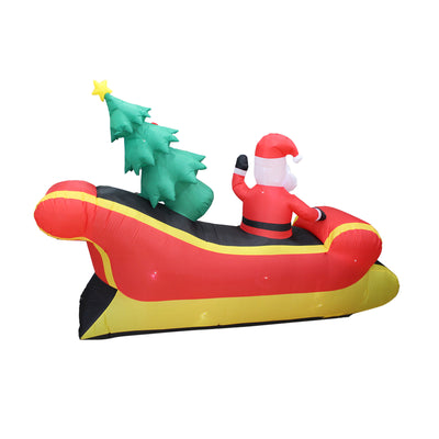 A Holiday Company 7 Ft Wide Inflatable Santa on Sleigh Lawn Decoration(Open Box)