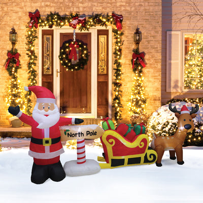 A Holiday Company 9 Foot Inflatable North Pole Santa Christmas Lawn Decoration